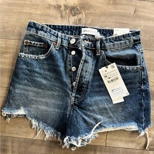 Zara Women's Dark Blue Jean Shorts